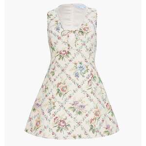 Hill House Mini Dress in Ivory with Floral Pastel Print